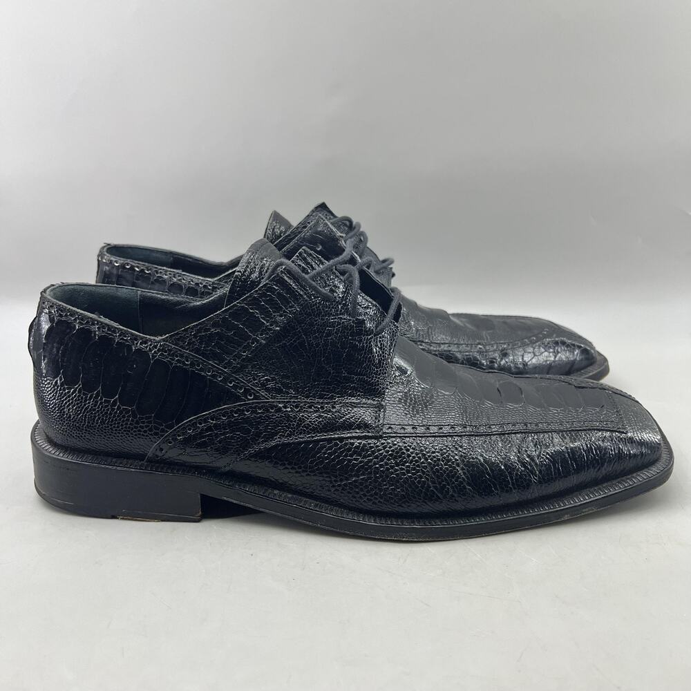 David Eden Hand Made Derby Dress Shoes Men Size 10 Black Leather Square Toe
